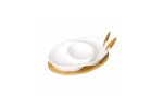 BRANDANI ANTIPASTIERA ABBRACCIO PORCELLANA CON 2 FORCHETTINE E BASE/BAMBOO