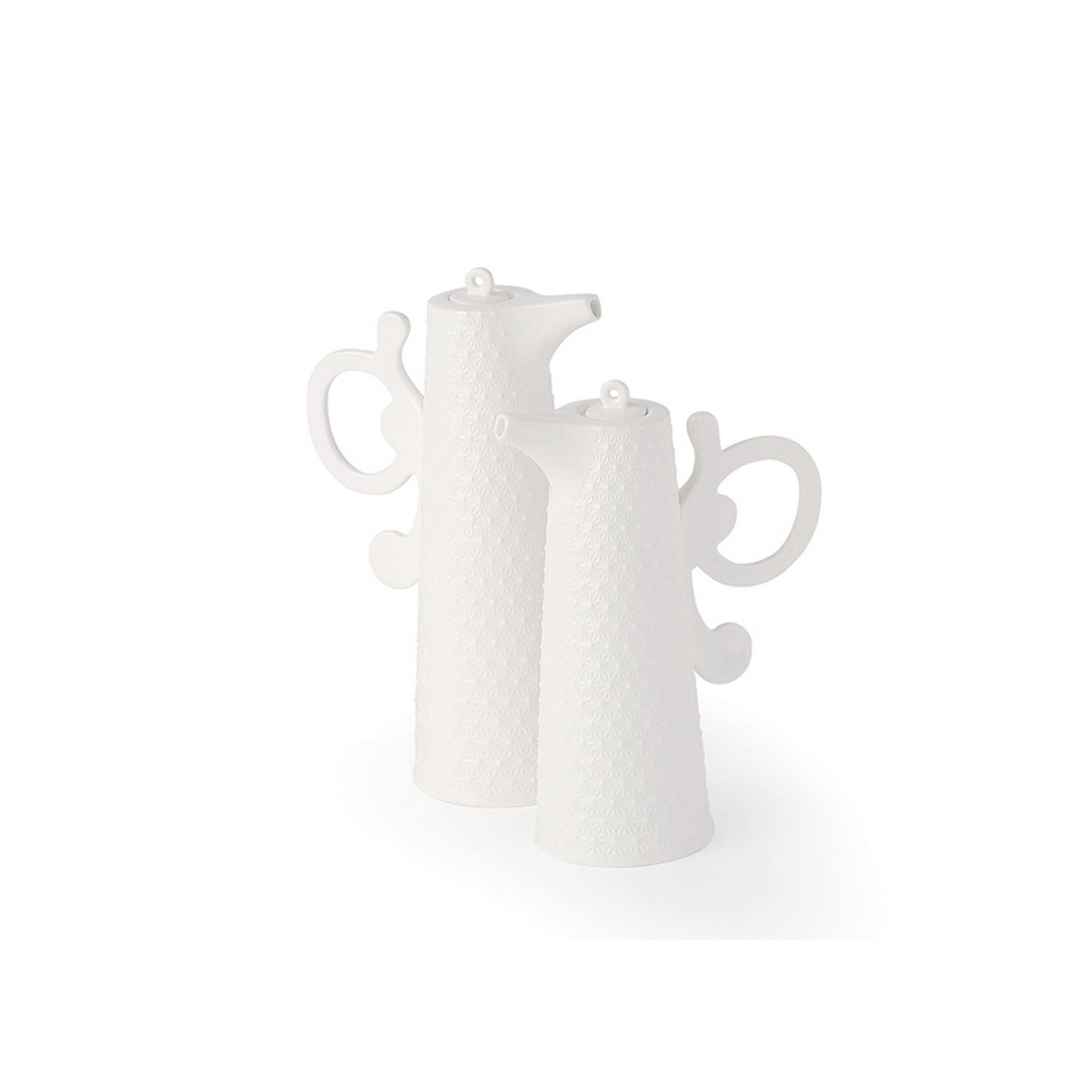 Set Olio e aceto ceramica Avorio e bianco e scatola d 80h140mm art 02704